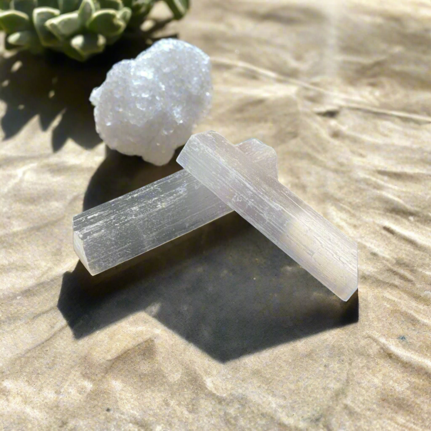 Natural Selenite Rod Wand – Energy Cleansing, Aura Clearing, and Healing Tool