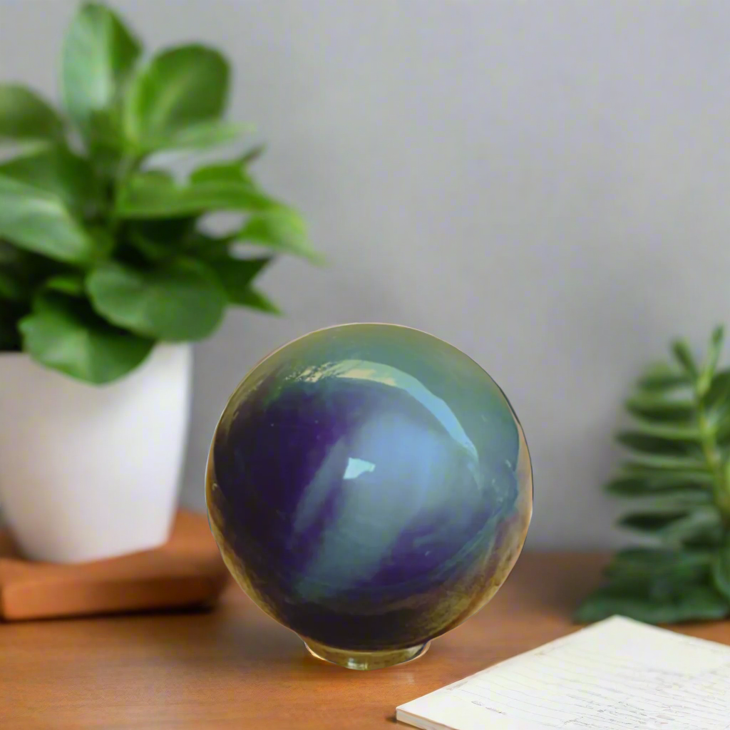 Agate Geode Sphere - Blue
