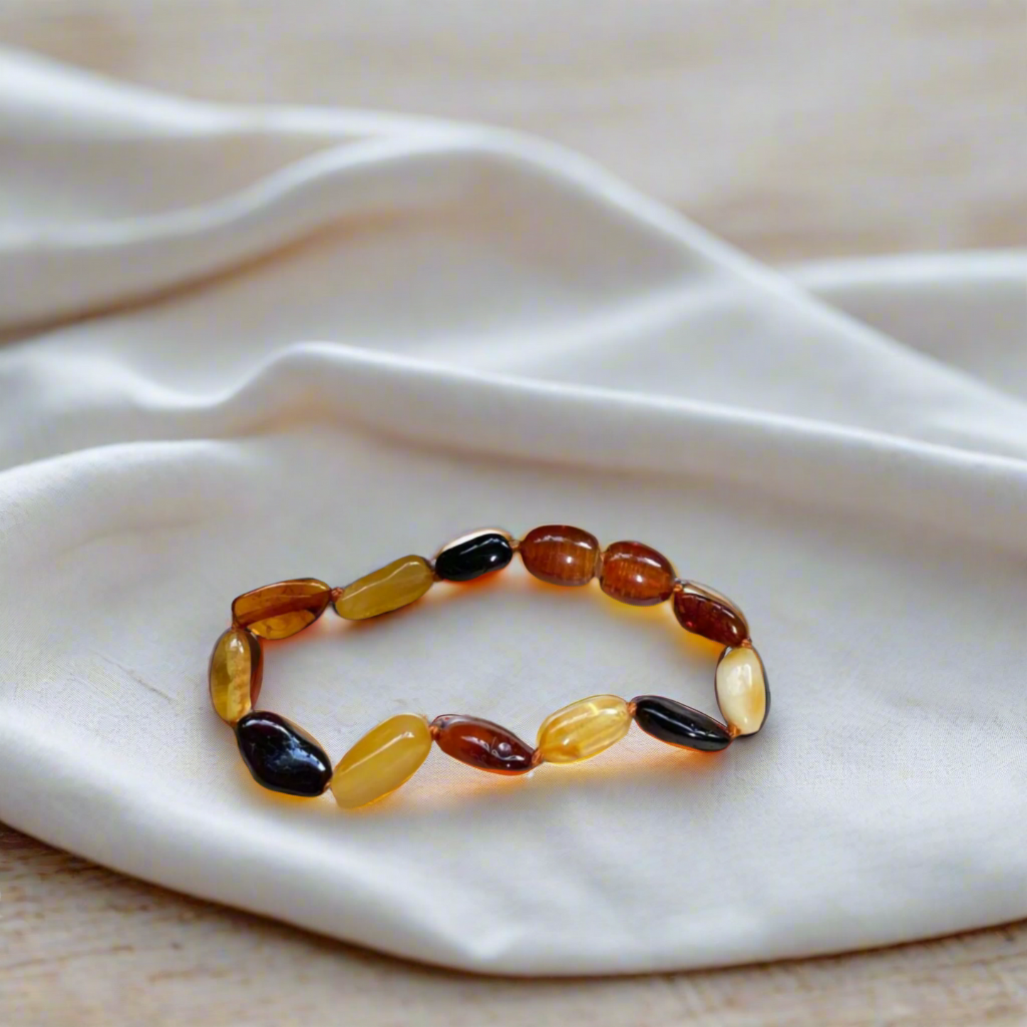 Baltic Amber Baby Bracelet/Anklet – Natural Teething Relief & Comfort - Multi Coloured