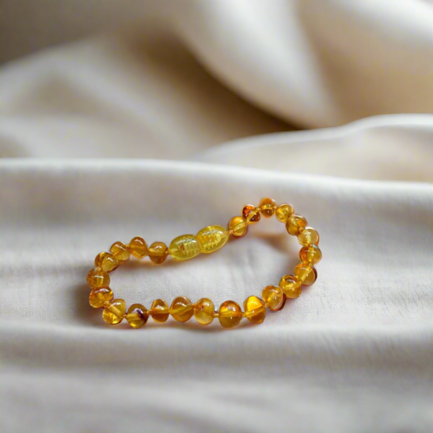 Baltic Amber Baby Bracelet/Anklet – Natural Teething Relief & Comfort - two toned yellow