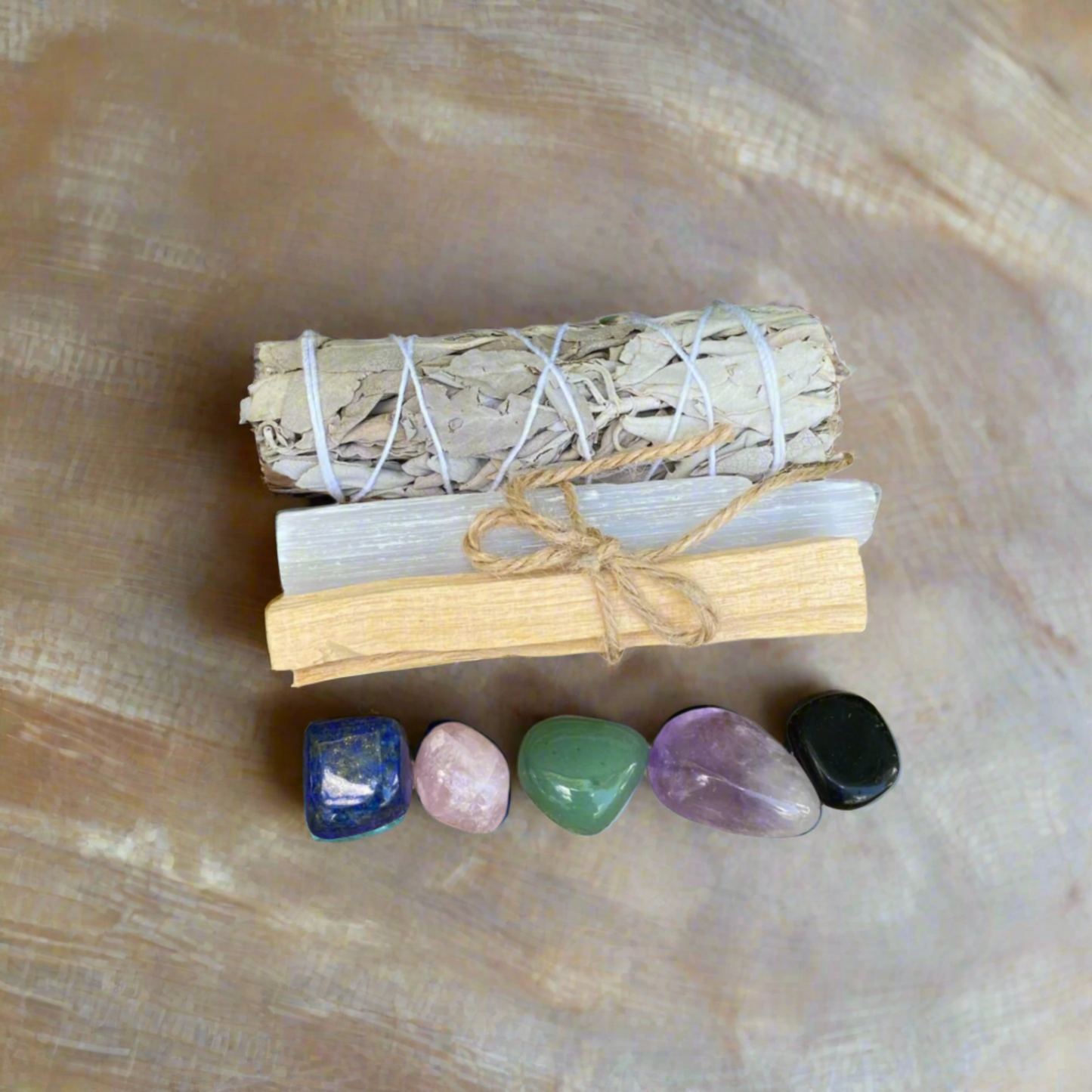 Beginner Crystal Cleansing Kit | Sage, Palo Santo, Selenite & Healing Crystals