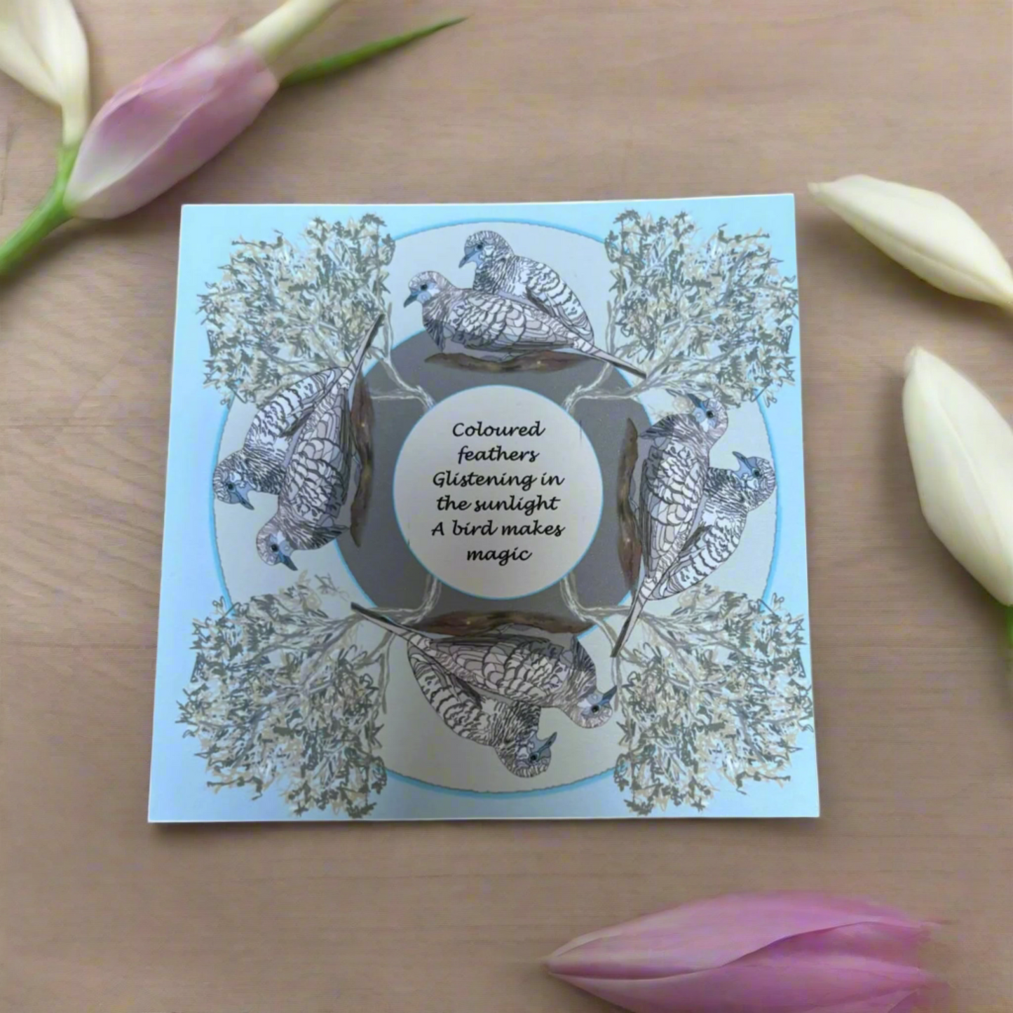 Bird Mandala Greeting Card – Peaceful Dove Design | Mindful Art Card by Ellen Appleby