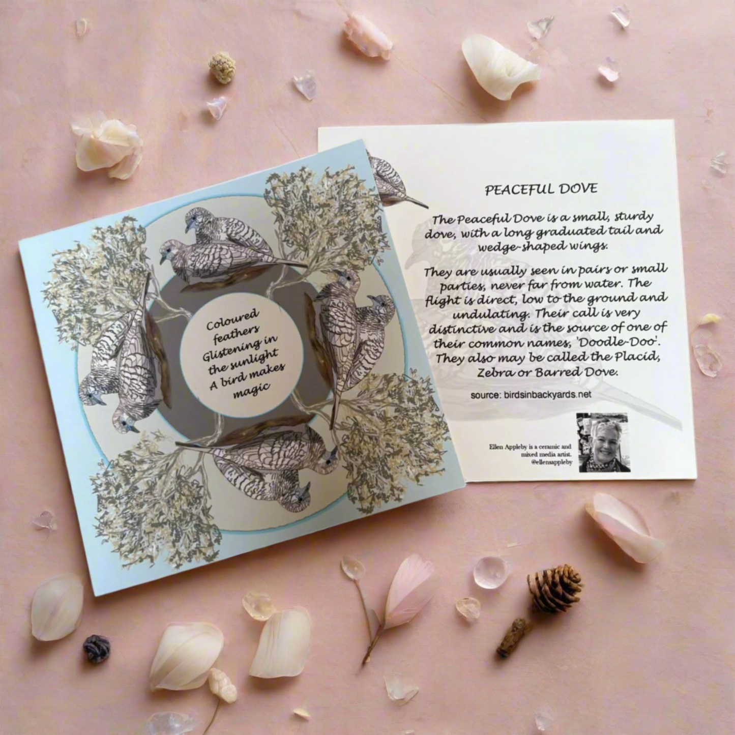 Bird Mandala Greeting Card – Peaceful Dove Design | Mindful Art Card by Ellen Appleby