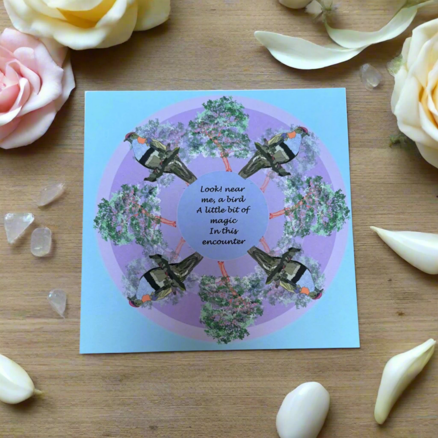 Bird Mandala Greeting Card – Superb Fruit Dove Design | Mindful Art Card by Ellen Appleby