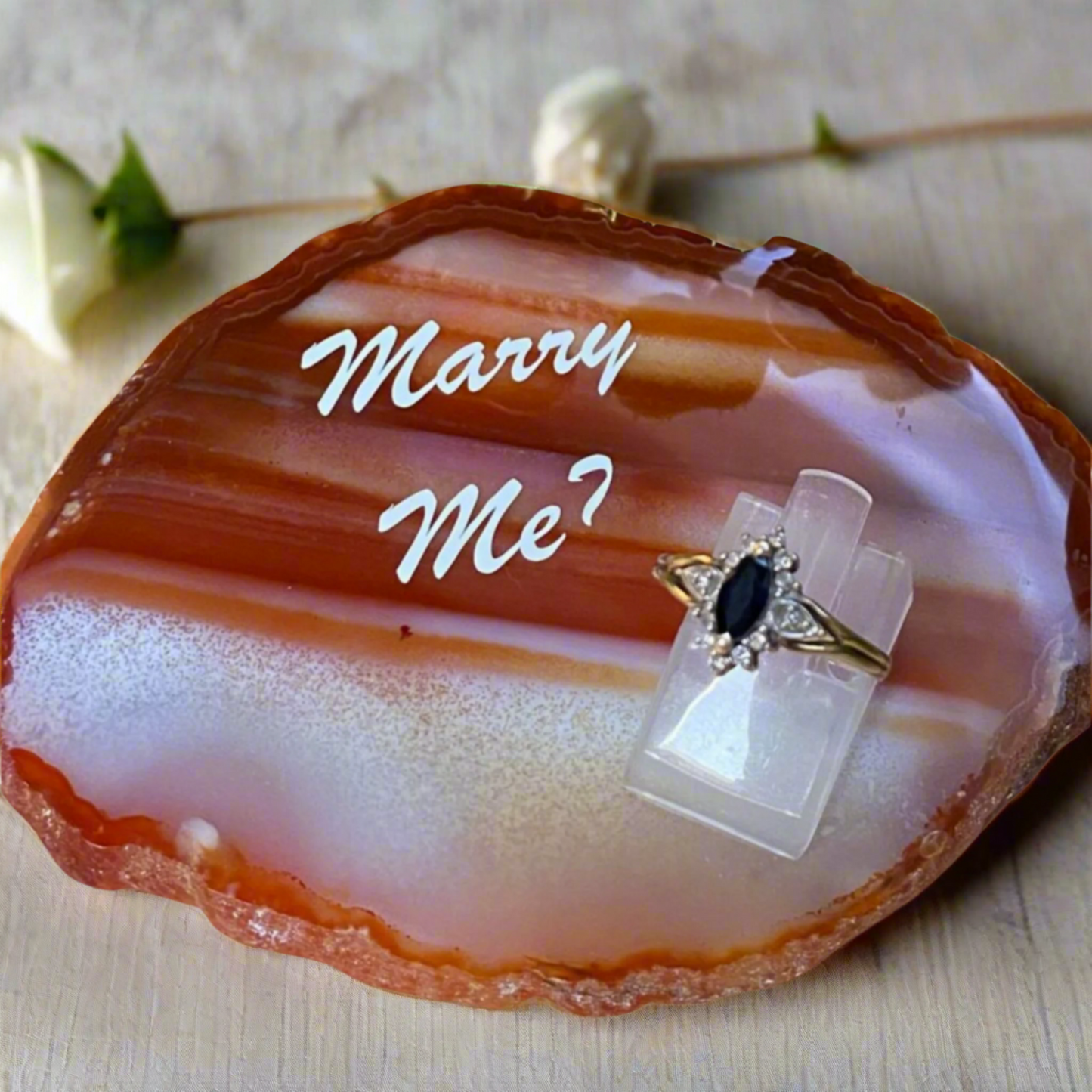 Brown Agate Slice Ring Holder