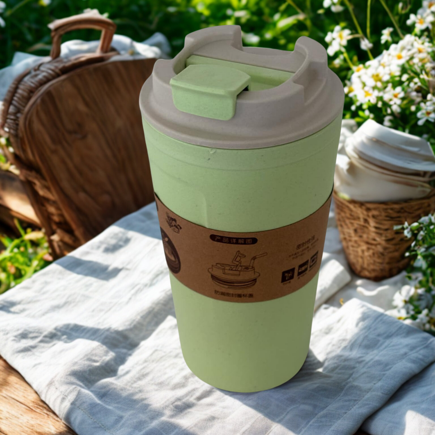 Eco-Friendly Bamboo Travel Cup – Lightweight 420ml Thermos, Insulated, Reusable & Sustainable, Mindful Living Gift – Pink, Purple, Green