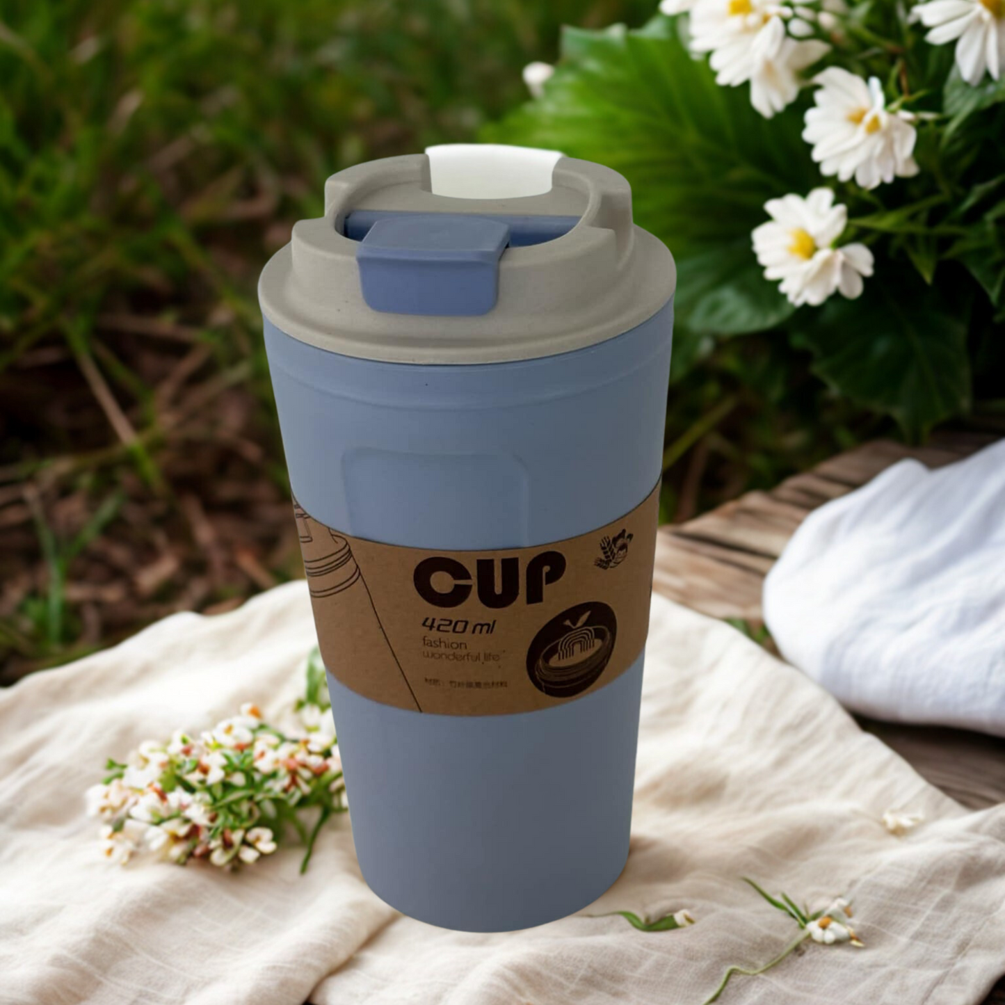 Eco-Friendly Bamboo Travel Cup – Lightweight 420ml Thermos, Insulated, Reusable & Sustainable, Mindful Living Gift – Pink, Purple, Green