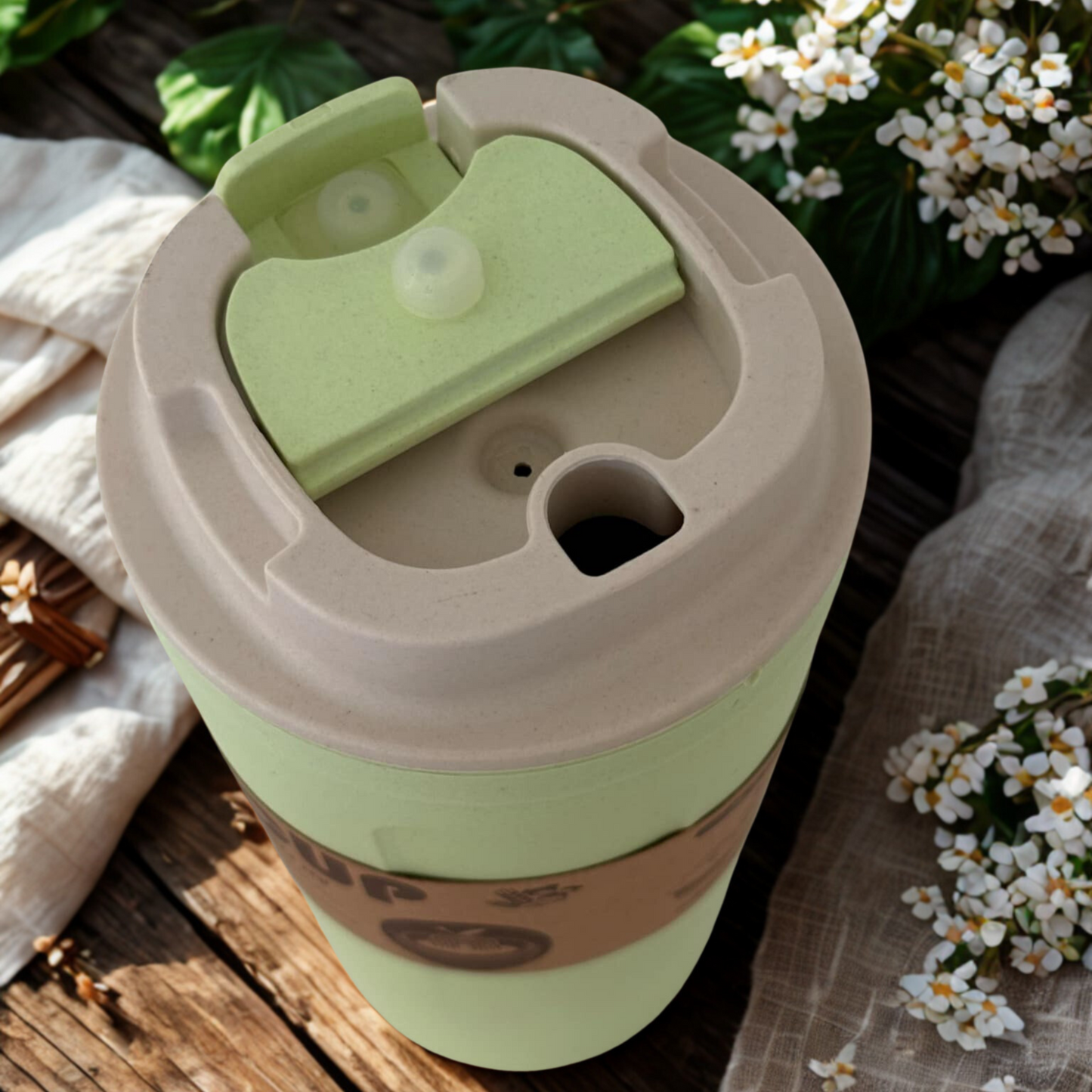 Eco-Friendly Bamboo Travel Cup – Lightweight 420ml Thermos, Insulated, Reusable & Sustainable, Mindful Living Gift – Pink, Purple, Green