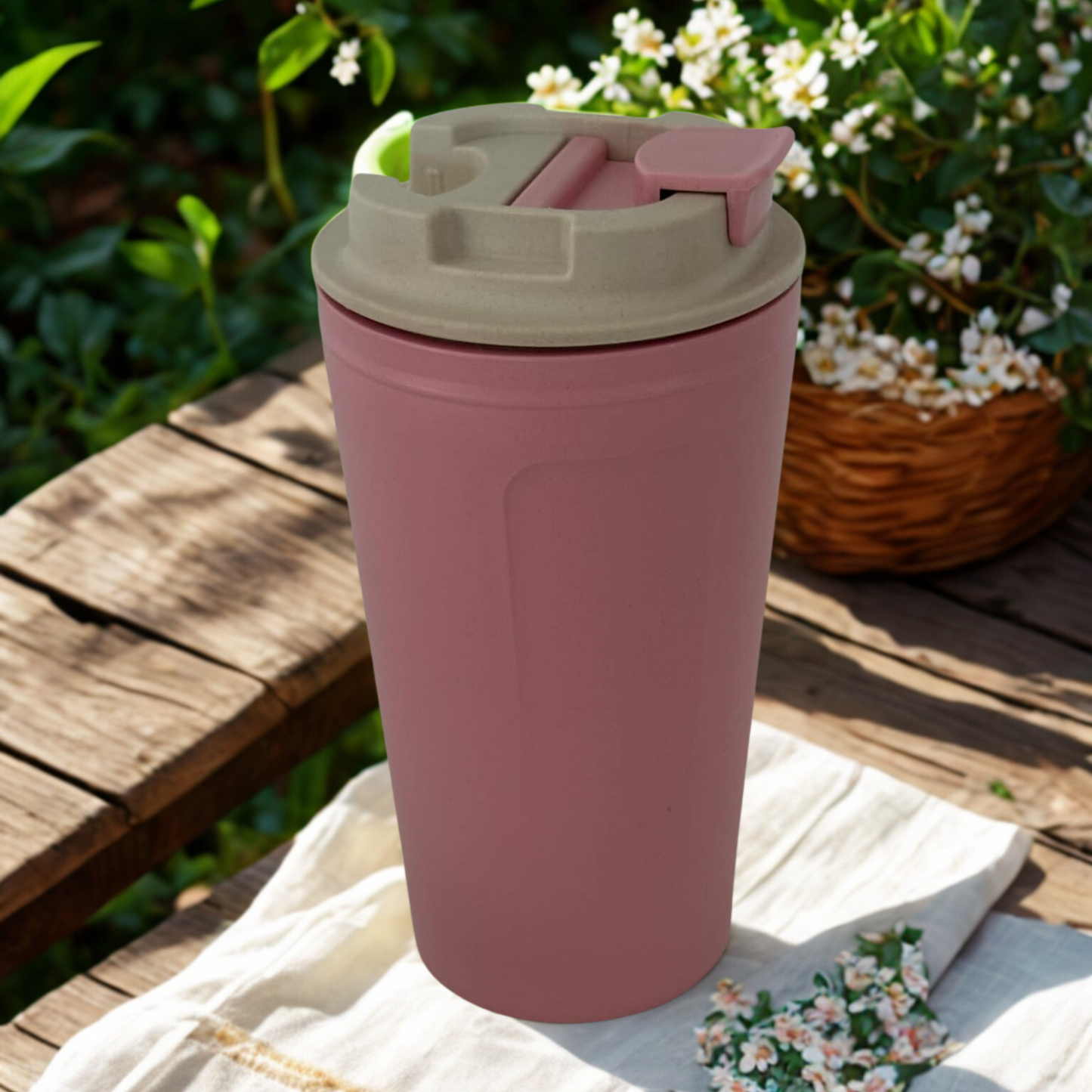 Eco-Friendly Bamboo Travel Cup – Lightweight 420ml Thermos, Insulated, Reusable & Sustainable, Mindful Living Gift – Pink, Purple, Green