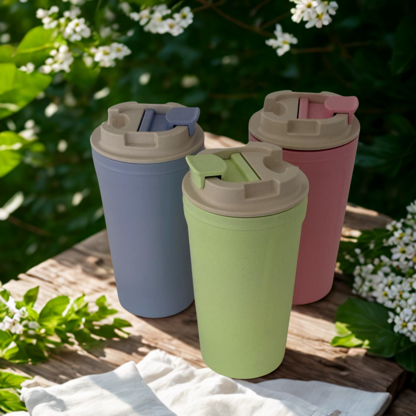 Eco-Friendly Bamboo Travel Cup – Lightweight 420ml Thermos, Insulated, Reusable & Sustainable, Mindful Living Gift – Pink, Purple, Green