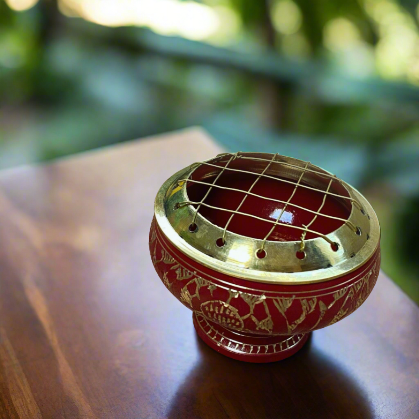 Red Brass Etched Bowl