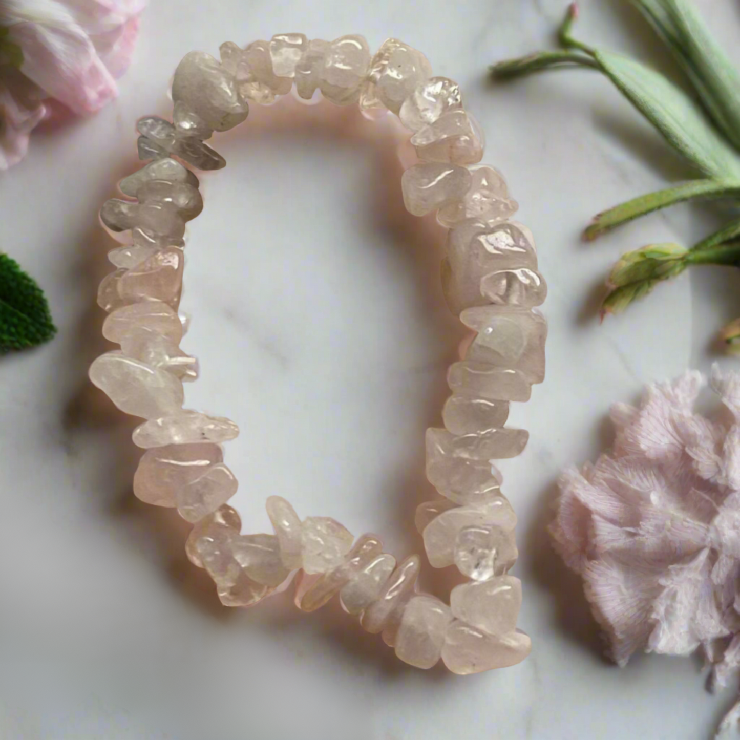 Rose Quartz Crystal Chip Bracelets