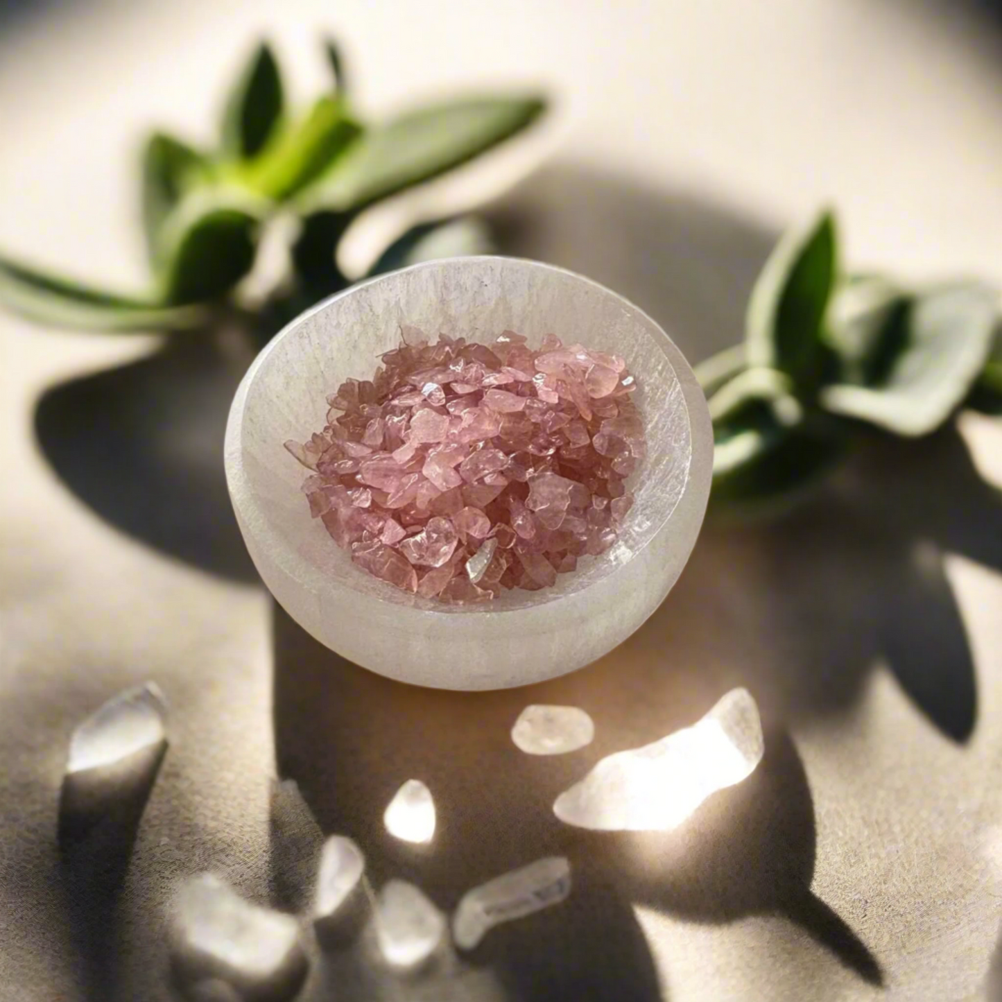 Rose Quartz Crystal Chips – 100g in Organza Bag | Love, Healing & Tranquility