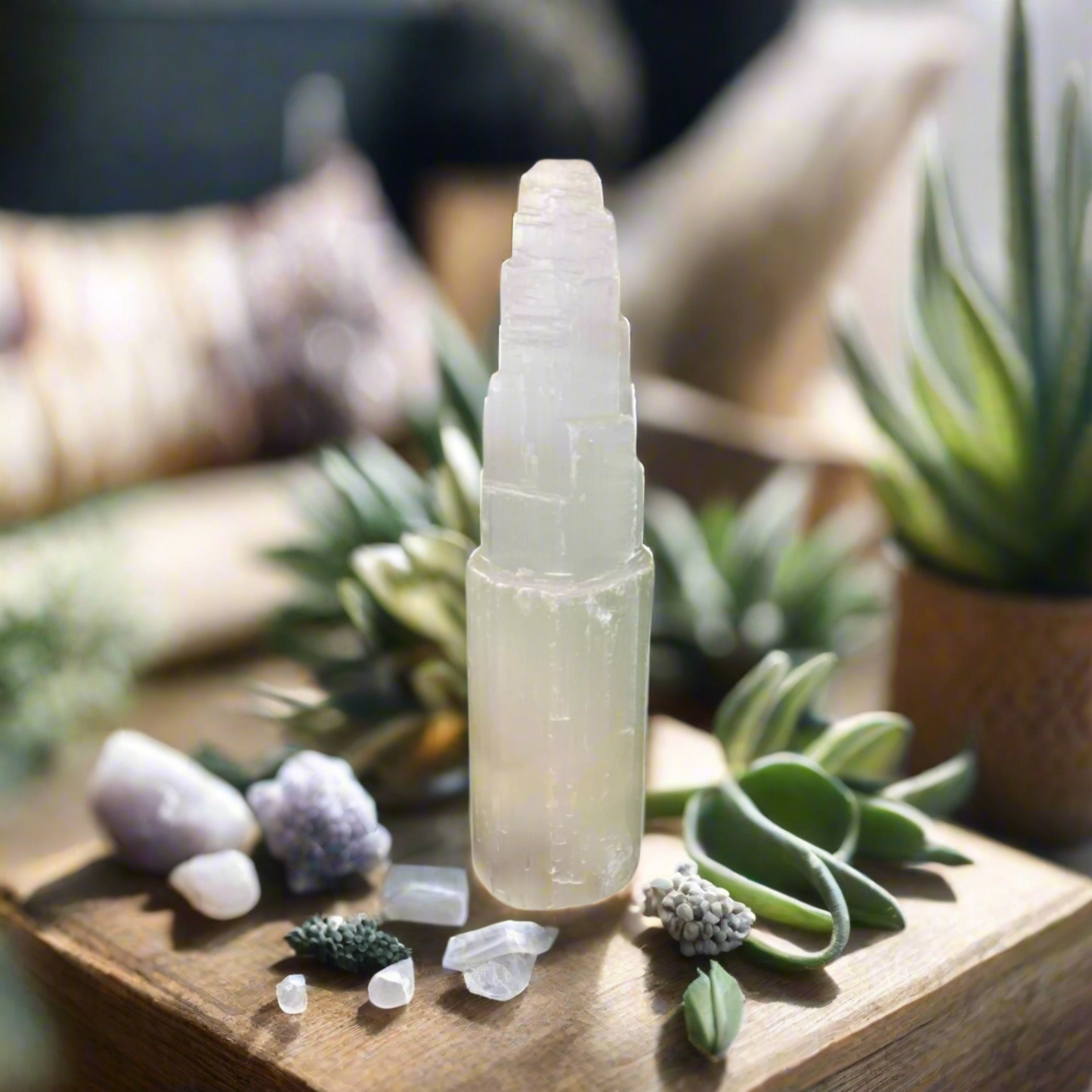 Selenite Crystal Tower – Purifying Energy for Healing, Meditation & Home Décor - 15cm