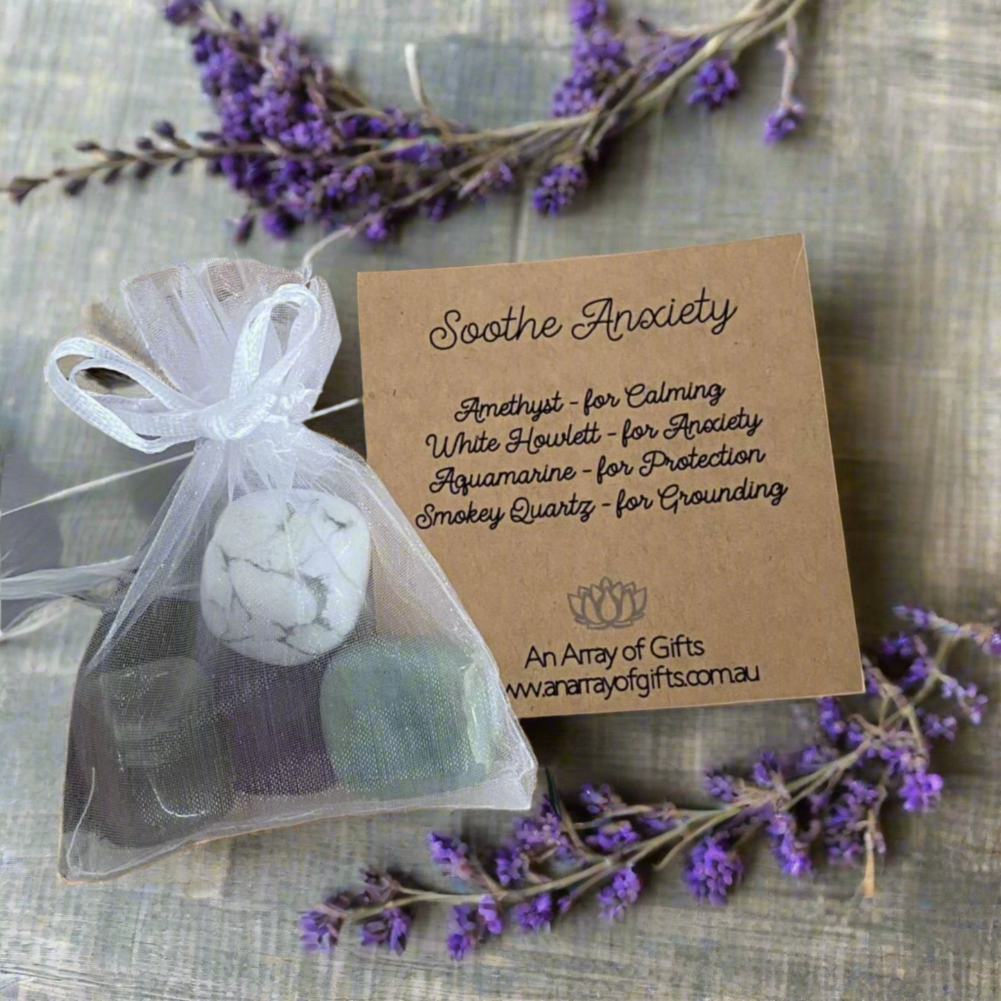 Tumble Stone Kit for Anxiety Relief | Amethyst, Howlite, Aquamarine, Smokey Quartz