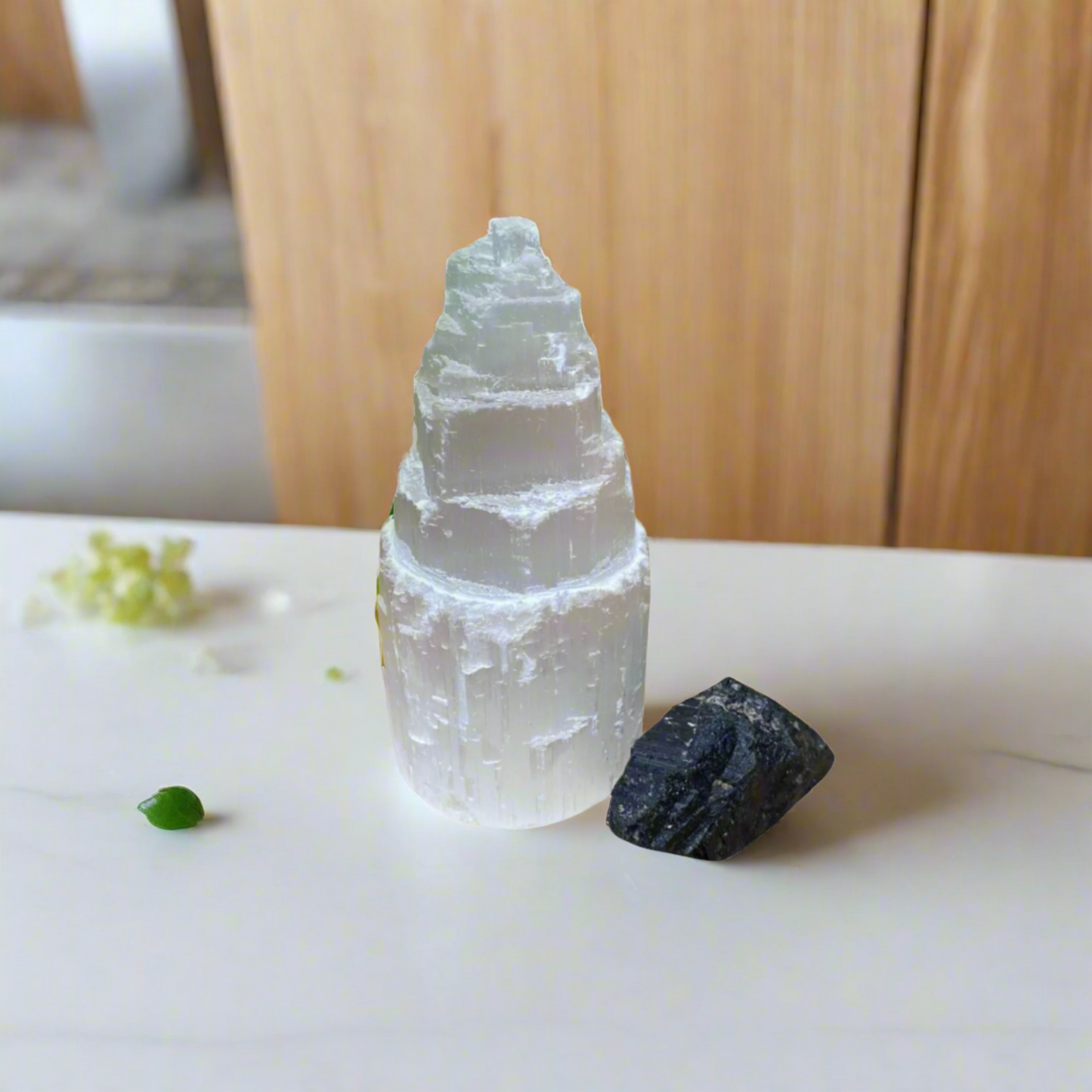 Ultimate Protection Duo: Selenite Tower & Black Tourmaline Bundle