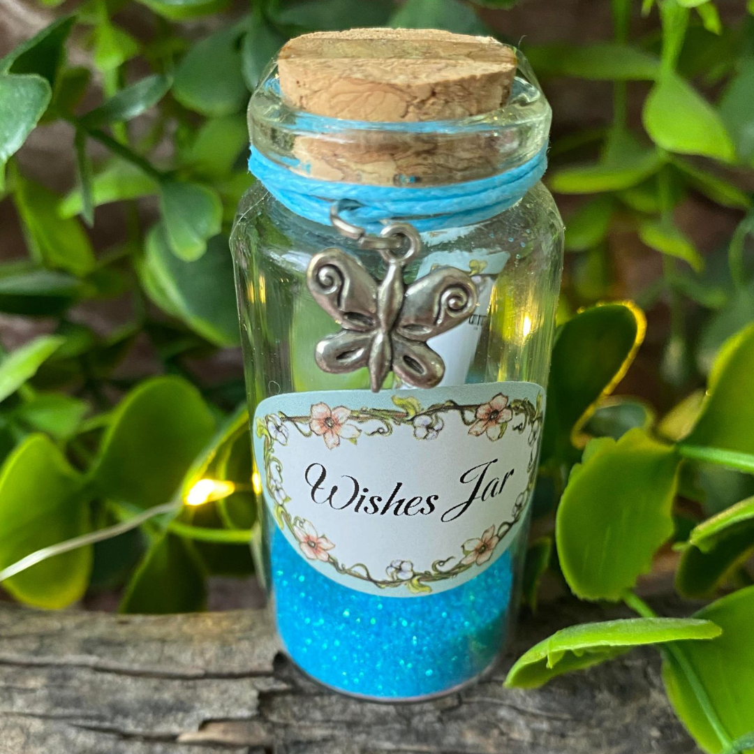 Magic Fairy Wishes Jar with Fairy Dust & Charm - Aqua Blue