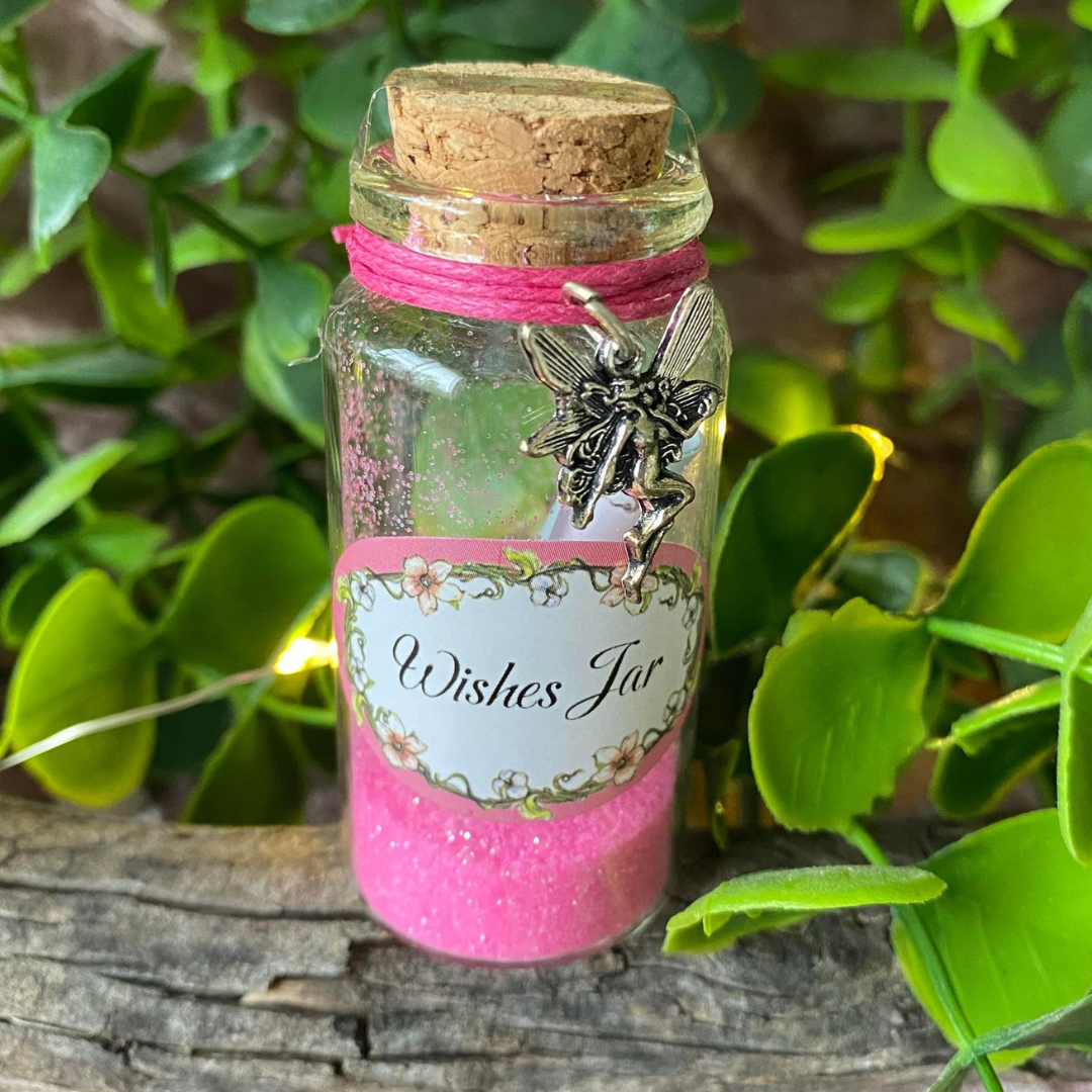 Magic Fairy Wishes Jar with Fairy Dust & Charm -  Deep Pink