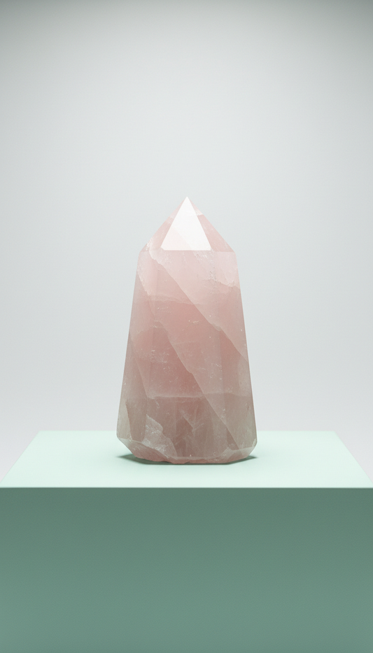 Rose quartz crystal point