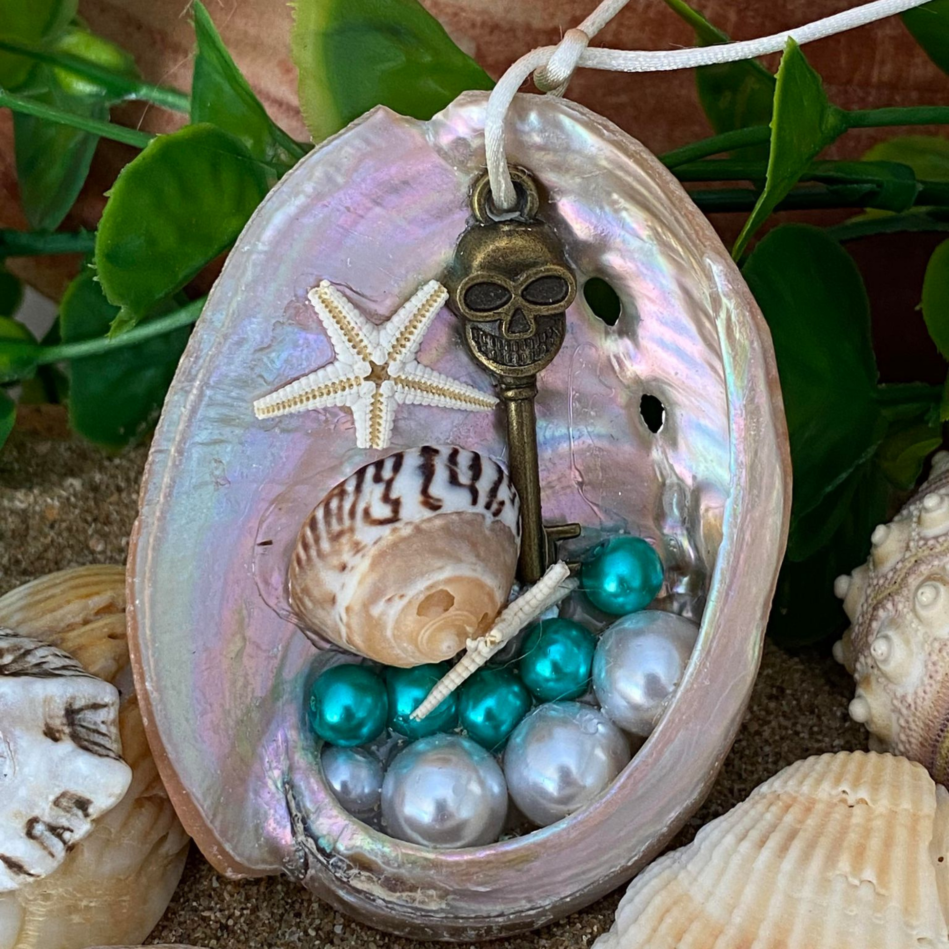 Abalone Shell Ornament with Skull