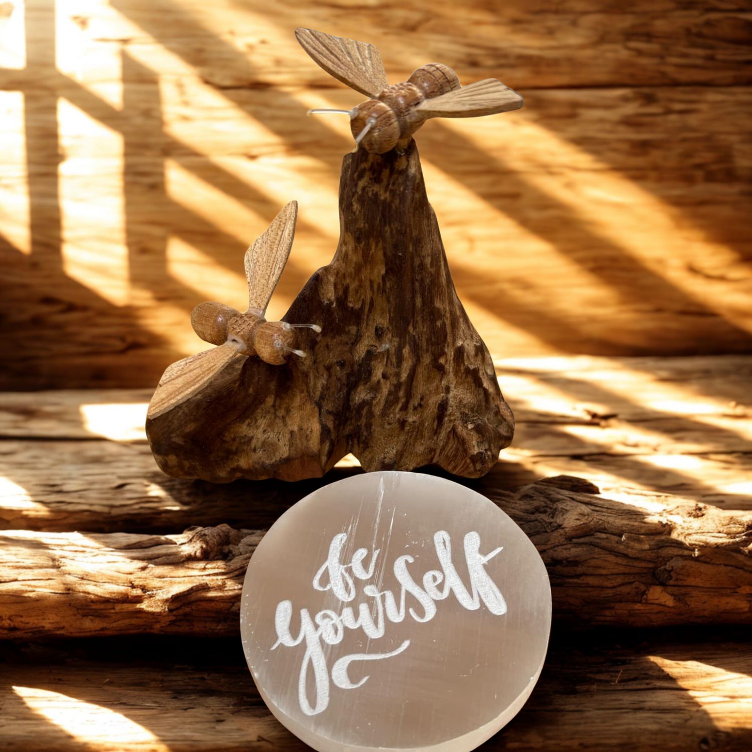 Bee Yourself Gift Set - Selenite Plate • Driftwood Bees