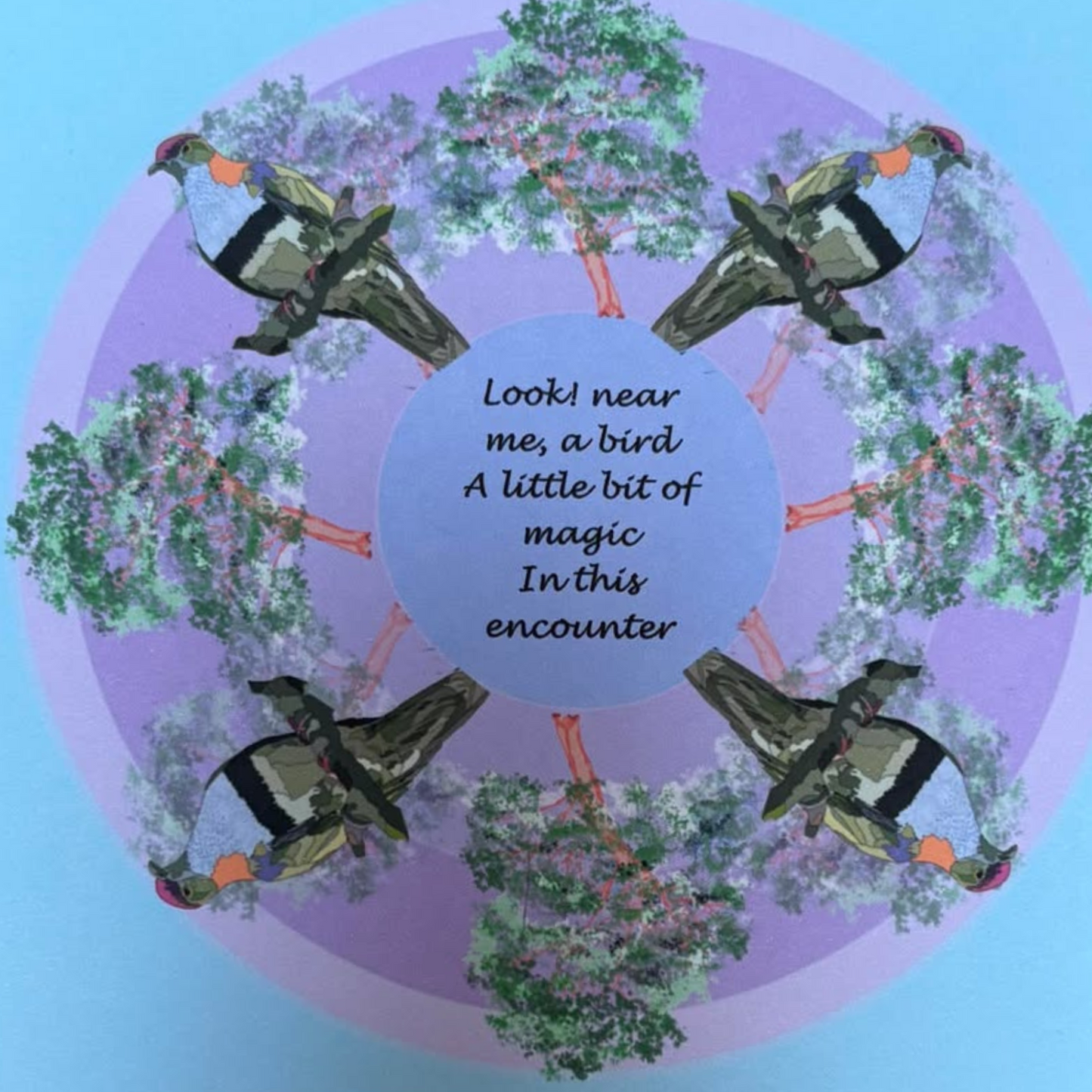 Bird Mandala Greeting Card – Superb Fruit Dove Design | Mindful Art Card by Ellen Appleby 