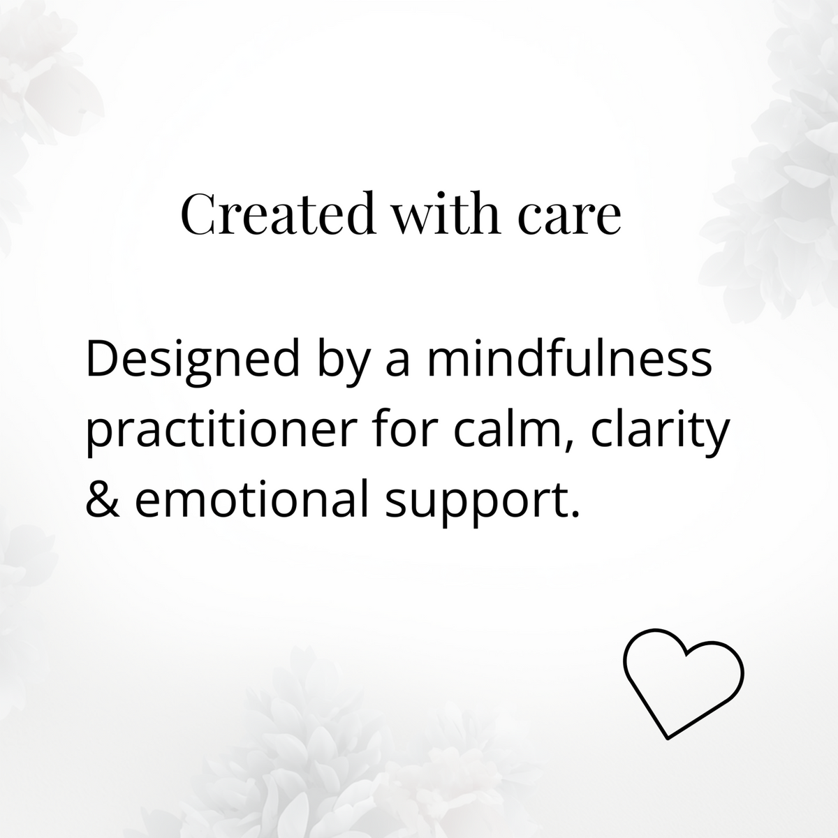 Mindfulness affirmation cards created by practitioner for emotional support, self care and calming daily rituals.