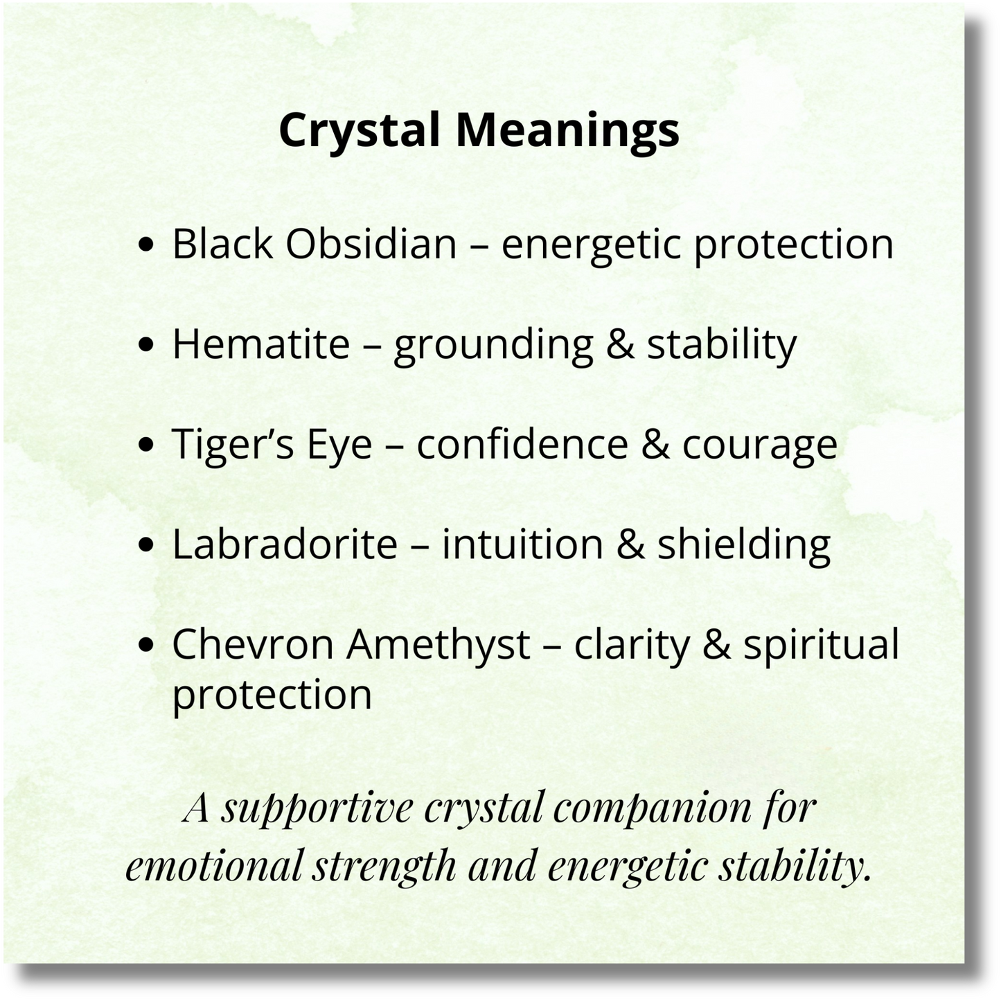 Protection and Grounding Crystal Kit | Tumbled Healing Stones | Obsidian, Tiger's Eye, Labradorite, Hematite and Chevron Amethyst