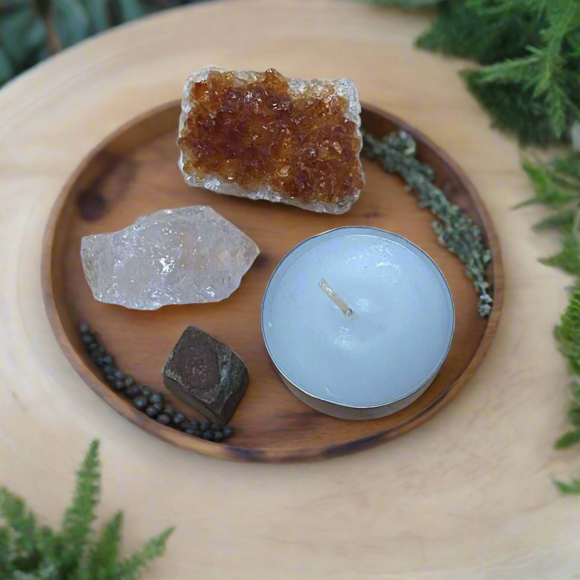 Manifestation Kit – Crystals for Abundance, Clarity & Protection | Citrine, Pyrite, Clear Quartz | Intention-Setting Gift Set