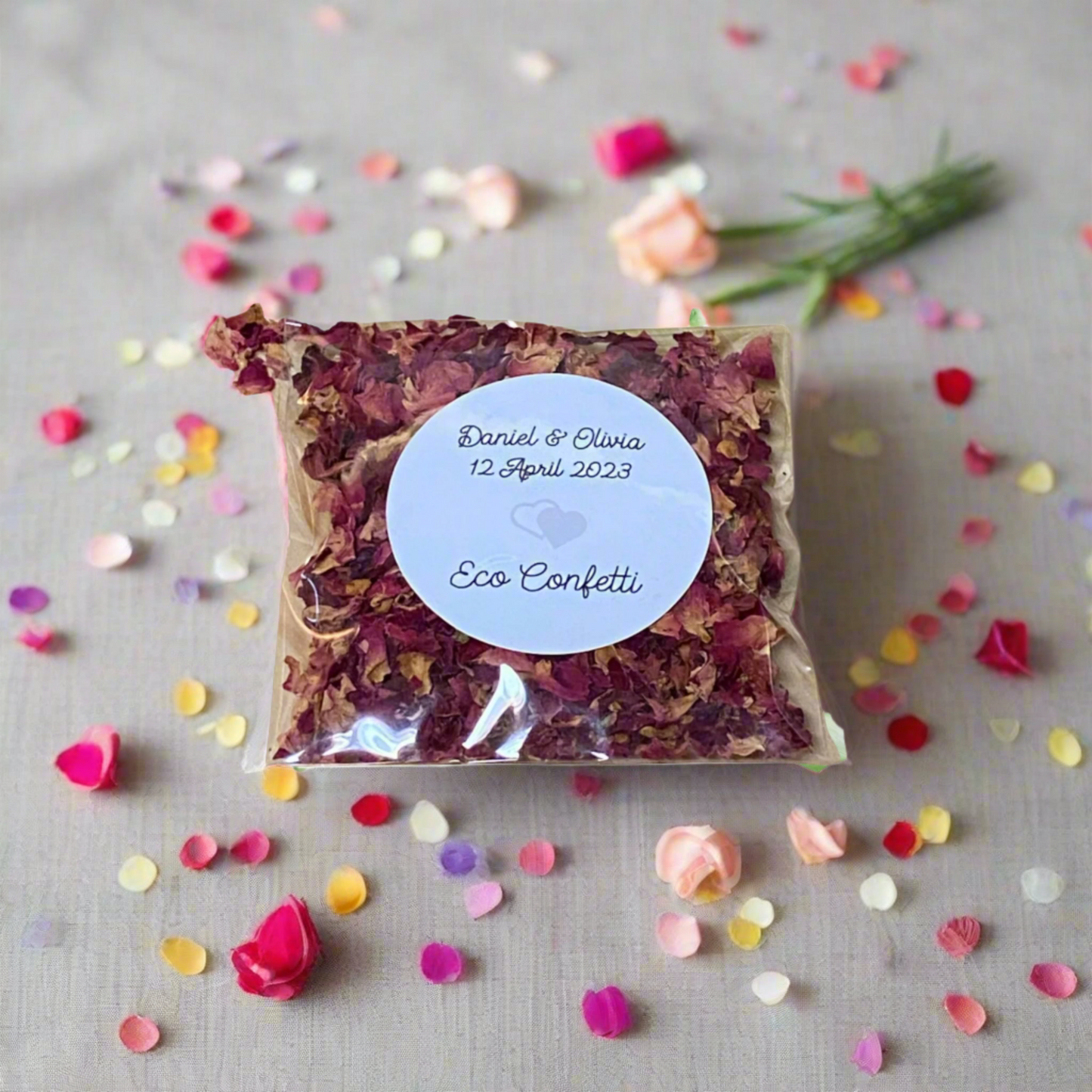 Eco Confetti Bags - Rose Petals - Custom Label