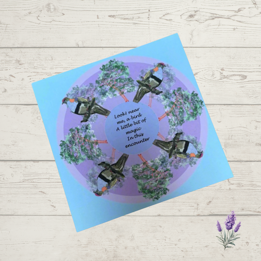 Fruit Dove bird mandala illustration greeting card front design