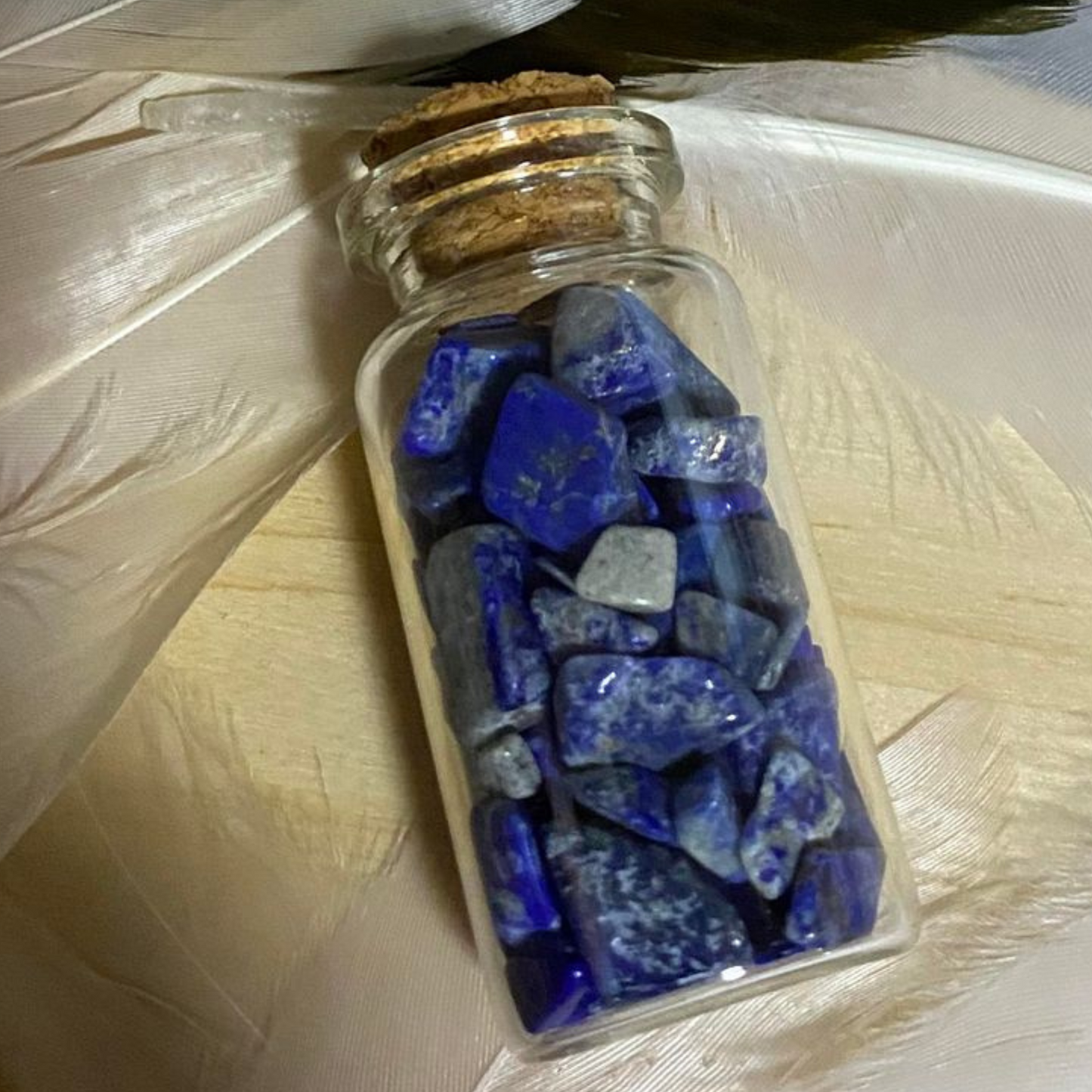 Lapis Lazuli Crystal Chips in Small Glass Bottle