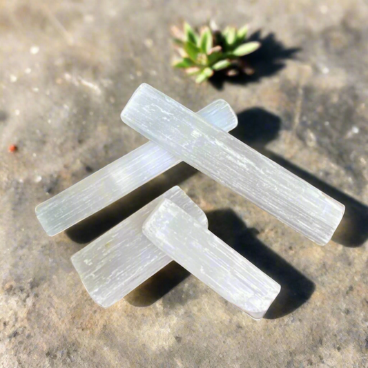 Natural Selenite Rod Wand – Energy Cleansing, Aura Clearing, and Healing Tool -  5 and 10cm