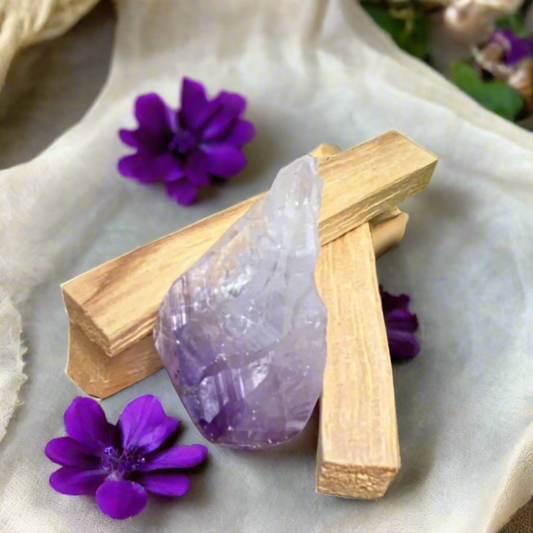 Palo Santo Sticks & Amethyst Crystal Point – Energy Cleansing & Spiritual Healing Kit