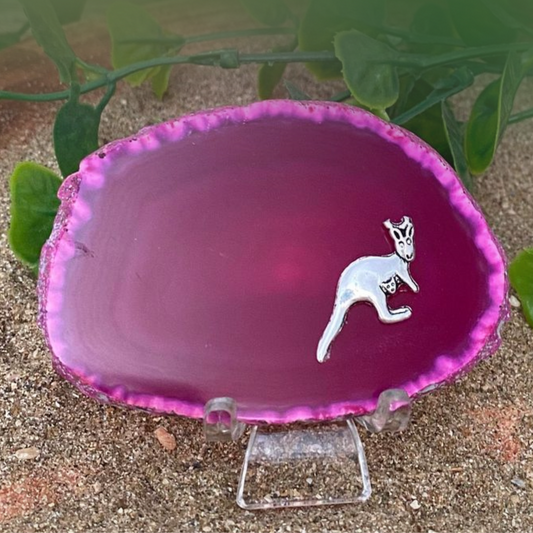 Pink Agate with Kangaroo Charm