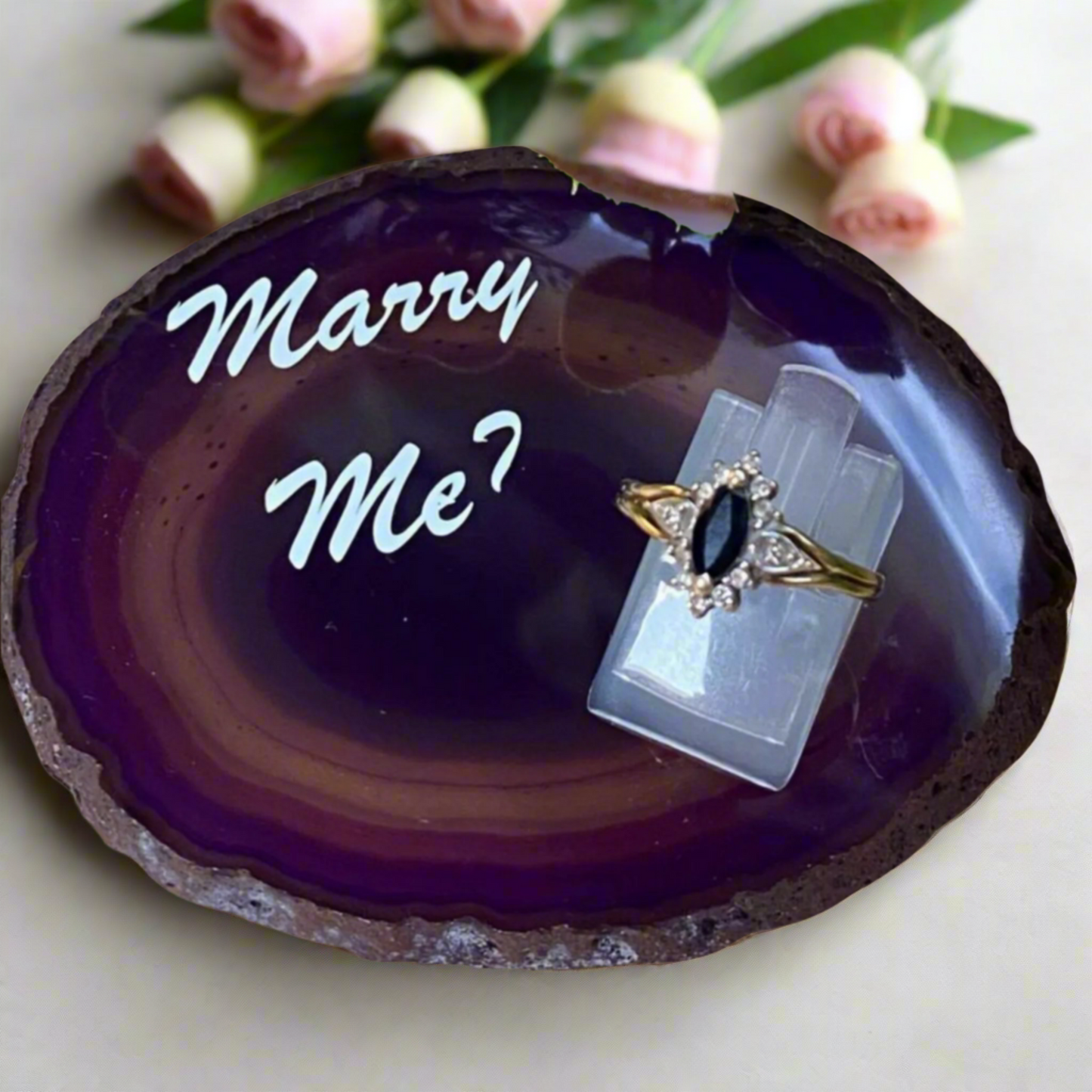 Purple Agate Slice ring Holder