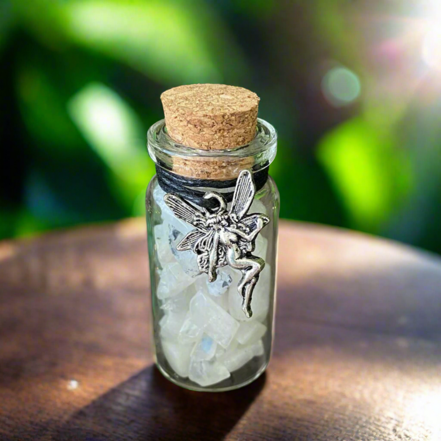 Rainbow Moonstone Crystal Chip Fairy Bottle – A Magical Touch for Your Home and Mind