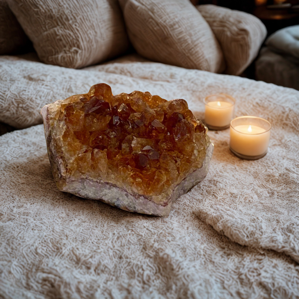 Raw Citrine crystal cluster for manifestation, abundance, and positive energy, natural yellow stone for meditation and spiritual practice
