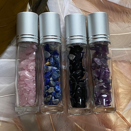 Essential Oil Roller Bottle with Crystal Chips