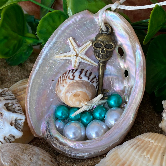 Abalone Shell Ornament with Skull