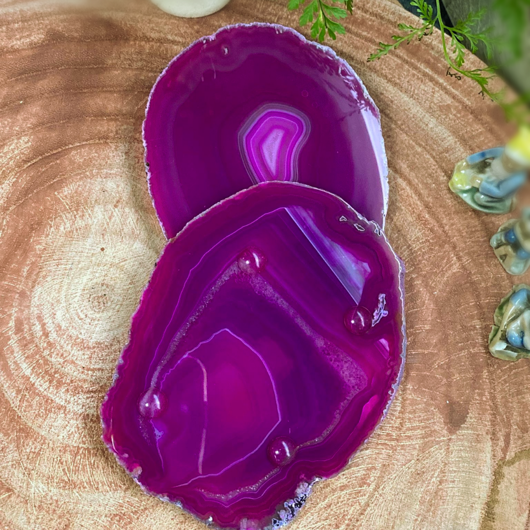 Agate Coasters with rubber feet for protection