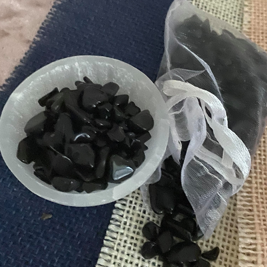 Black Obsidian Crystal Chips - 100g