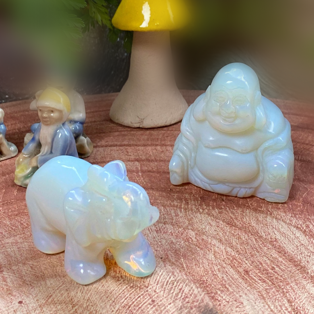Opalite Elephant and Buddha