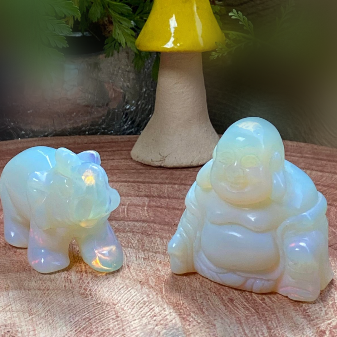 Opalite Buddha and Elephant