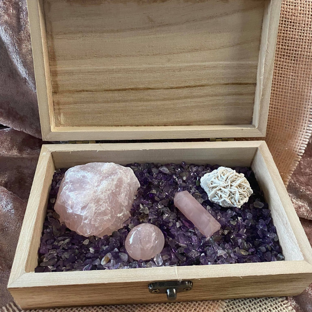 treasure chest with crystals for love